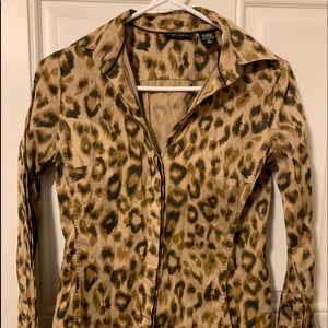 Women’s leopard print button up blouse